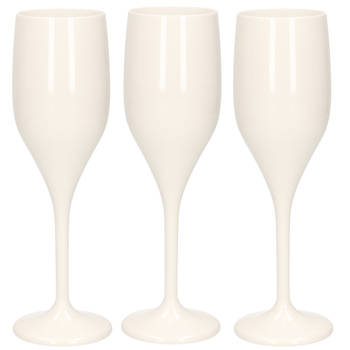 Set van 6x stuks champagneglazen/prosecco flutes wit 150 ml van onbreekbaar kunststof - Champagneglazen