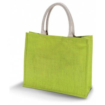 Groene jute shopper/boodschappentas 42 cm - Boodschappentassen