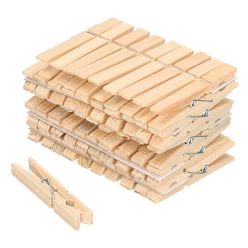 100x Wasknijpers naturel van hout - Knijpers