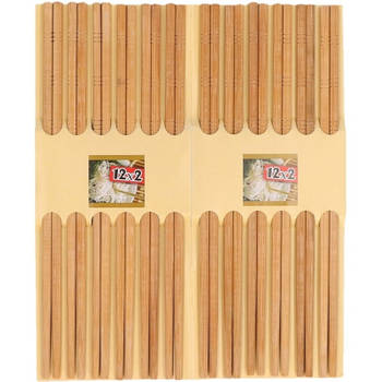 24x stuks luxe Sushi eetstokjes donker bamboe hout - Eetstokjes