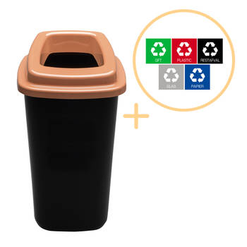 Plafor Prullenbak 45L bruin, gemakkelijk afval recyclen
