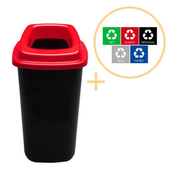 Plafor Prullenbak 45L rood, gemakkelijk afval recyclen