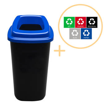 Plafor Prullenbak 45L blauw, gemakkelijk afval recyclen