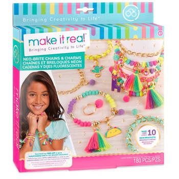 Make It Real armbandjes maken meisjes goud/neon 180-delig