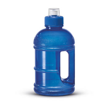 1x Blauwe kunststof sport bidon/waterfles 1250 ml - Bidons