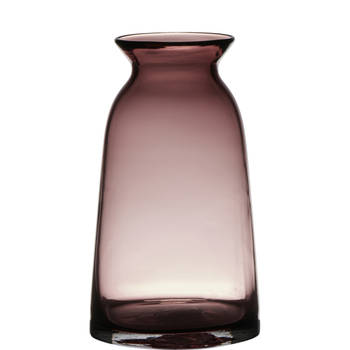 Transparante home-basics paars/roze glazen vaas/vazen 23.5 x 12.5 cm - Vazen
