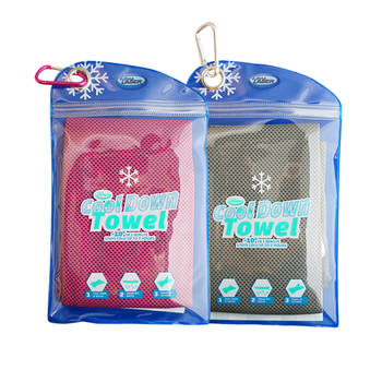 Cool Down Towel, Grijs/Roze, Set van 2, Cooling, Verkoelende handdoek