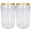 Set van 2x stuks luchtdichte weckpotten/jampotten transparant glas 720 ml - Weckpotten