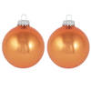 24x Glanzende oranje kerstballen van glas 7 cm - Kerstbal