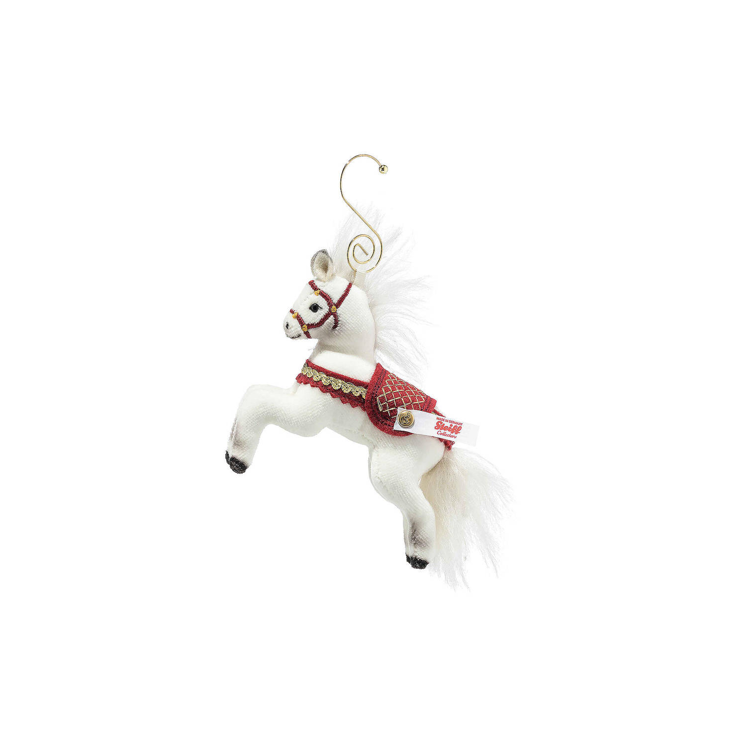 Steiff kerst ornament paard, wit