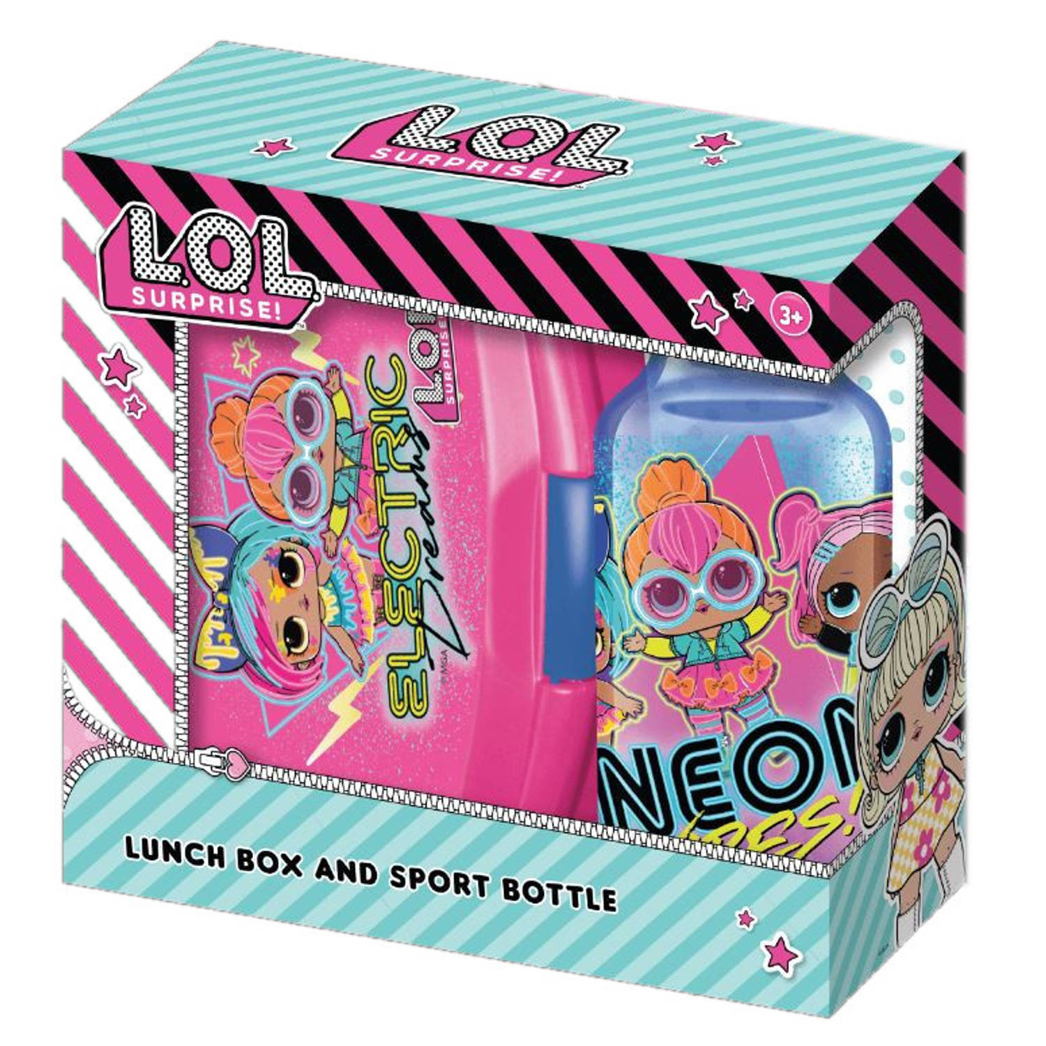 L.O.L. Surprise! lunchbox met drinkfles Electric 400 ml roze