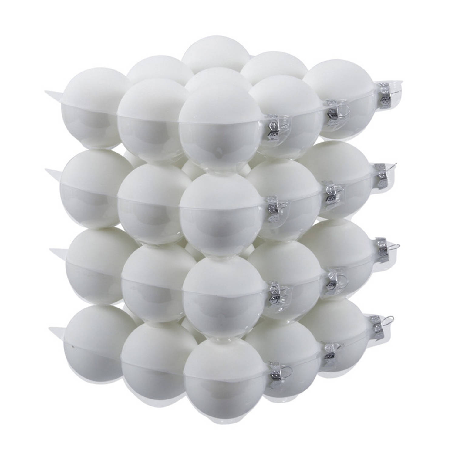 36x Witte matte glazen kerstballen 6 cm - Kerstbal