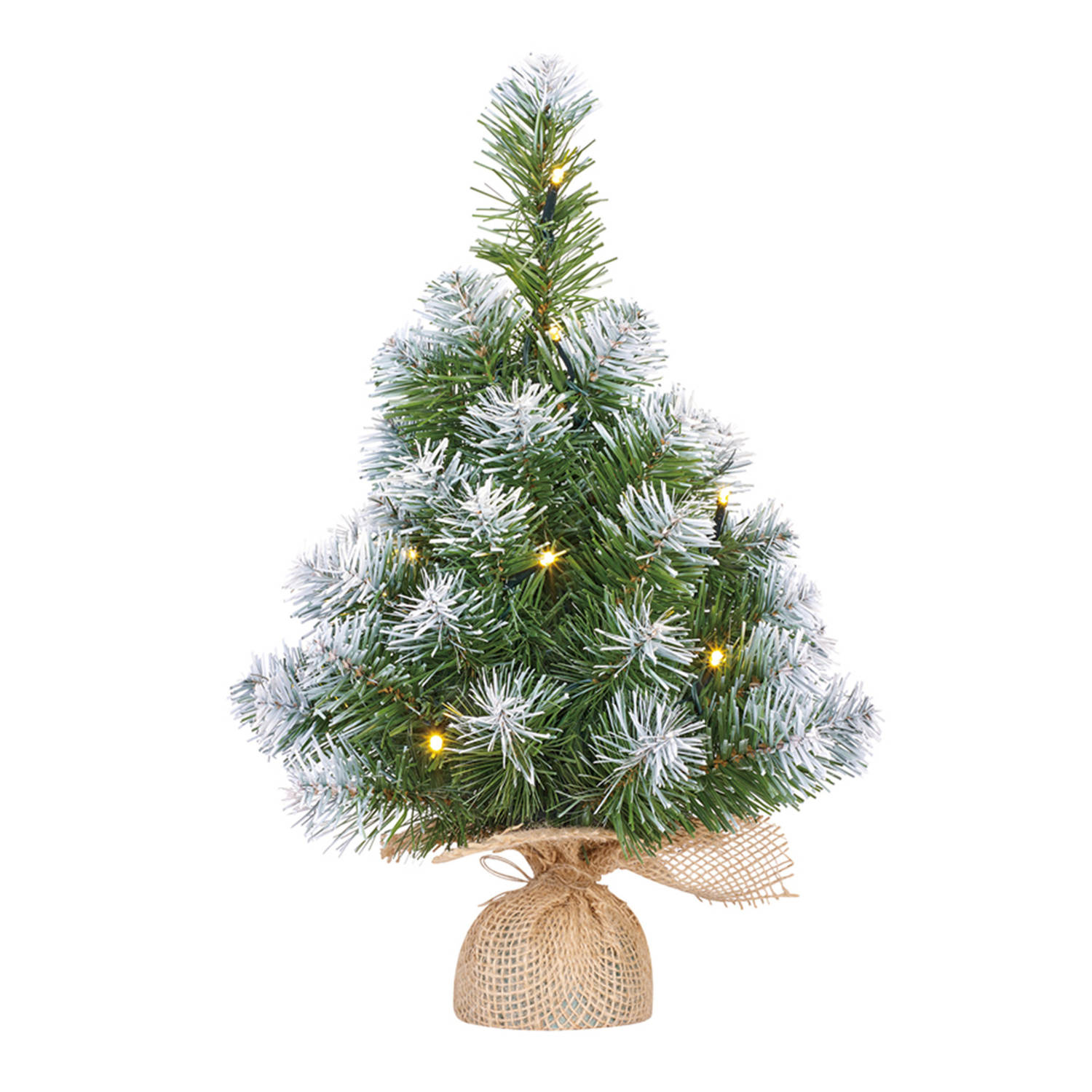 1x Mini kunst kerstboom met 10 LED lampjes en 45 cm - Kunstkerstboom Blokker