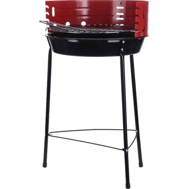 BBQ houtskoolbarbecue 34 x 75 cm staal zwart/rood