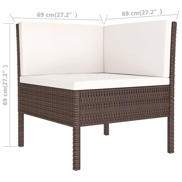 vidaXL 2-delige Loungeset met kussens poly rattan bruin