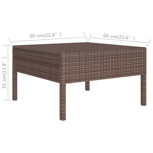 vidaXL 3-delige Loungeset met kussens poly rattan bruin