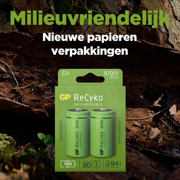 GP ReCyko D 5700mAh 2 stuks Oplaadbare NiMH Batterij