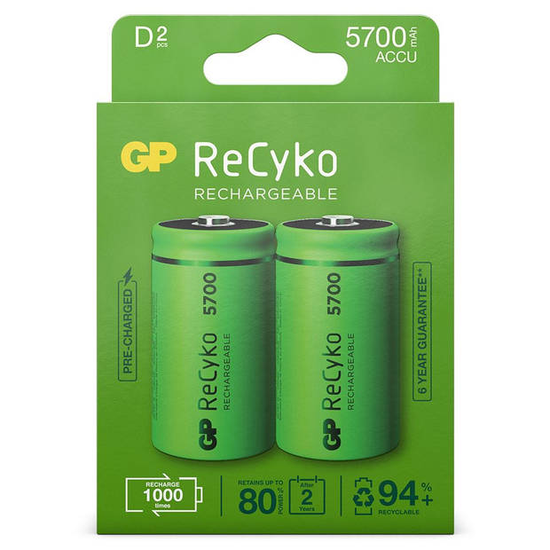 GP ReCyko D 5700mAh 2 stuks Oplaadbare NiMH Batterij