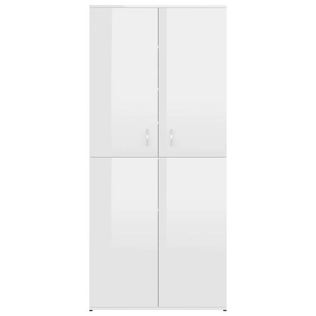 The Living Store Schoenenkast - Hoogglans wit - 80 x 39 x 178 cm - 6 schappen - 2 deuren