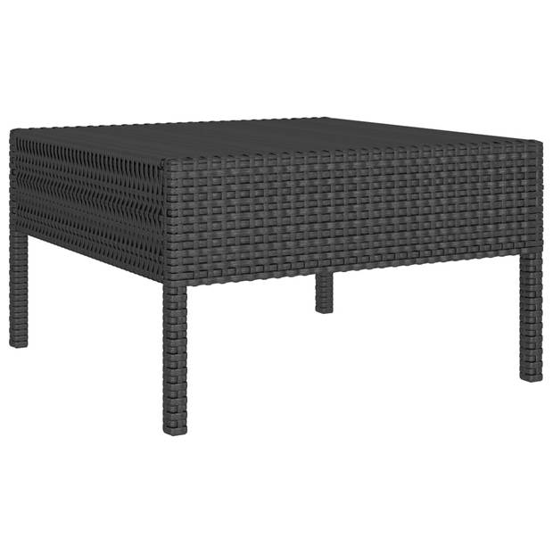 vidaXL 3-delige Loungeset met kussens poly rattan zwart