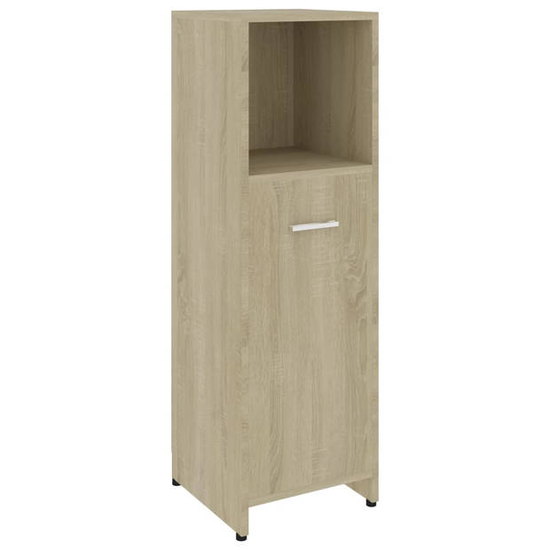 The Living Store Badkamerset - Sonoma eiken - 1 hoge kast - 1 medium kast - 1 wastafelkast - 1 spiegel