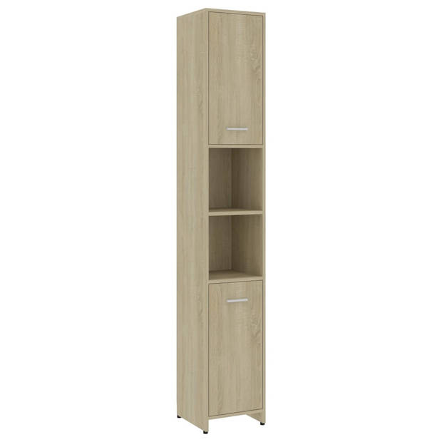 The Living Store Badkamerset - Sonoma eiken - 1 hoge kast - 1 medium kast - 1 wastafelkast - 1 spiegel