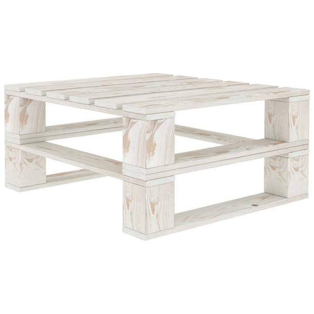 The Living Store Pallet loungeset - grenenhout - antraciet/wit - 70x67.5x60.8 cm - inclusief kussens