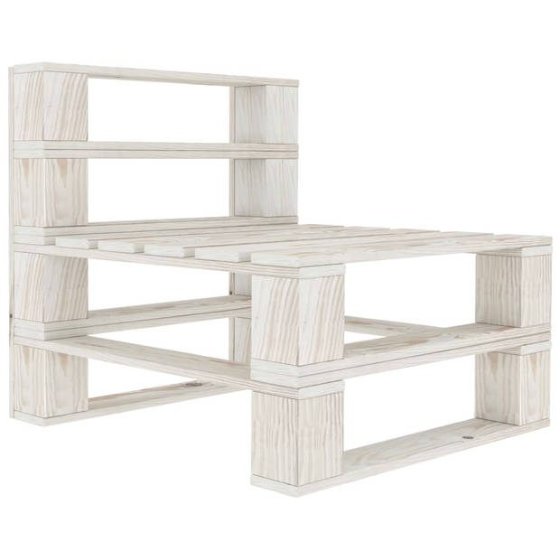 The Living Store Pallet loungeset - grenenhout - antraciet/wit - 70x67.5x60.8 cm - inclusief kussens