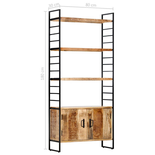 The Living Store 4-laags Houten Boekenkast - 80x30x180 cm - Industriële Stijl - Acaciahout