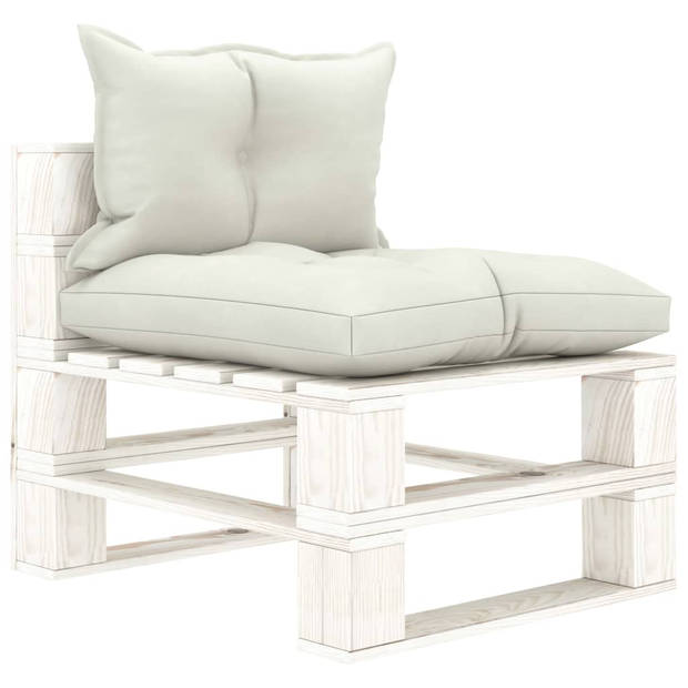 vidaXL 7-delige Loungeset met beige kussens pallet hout