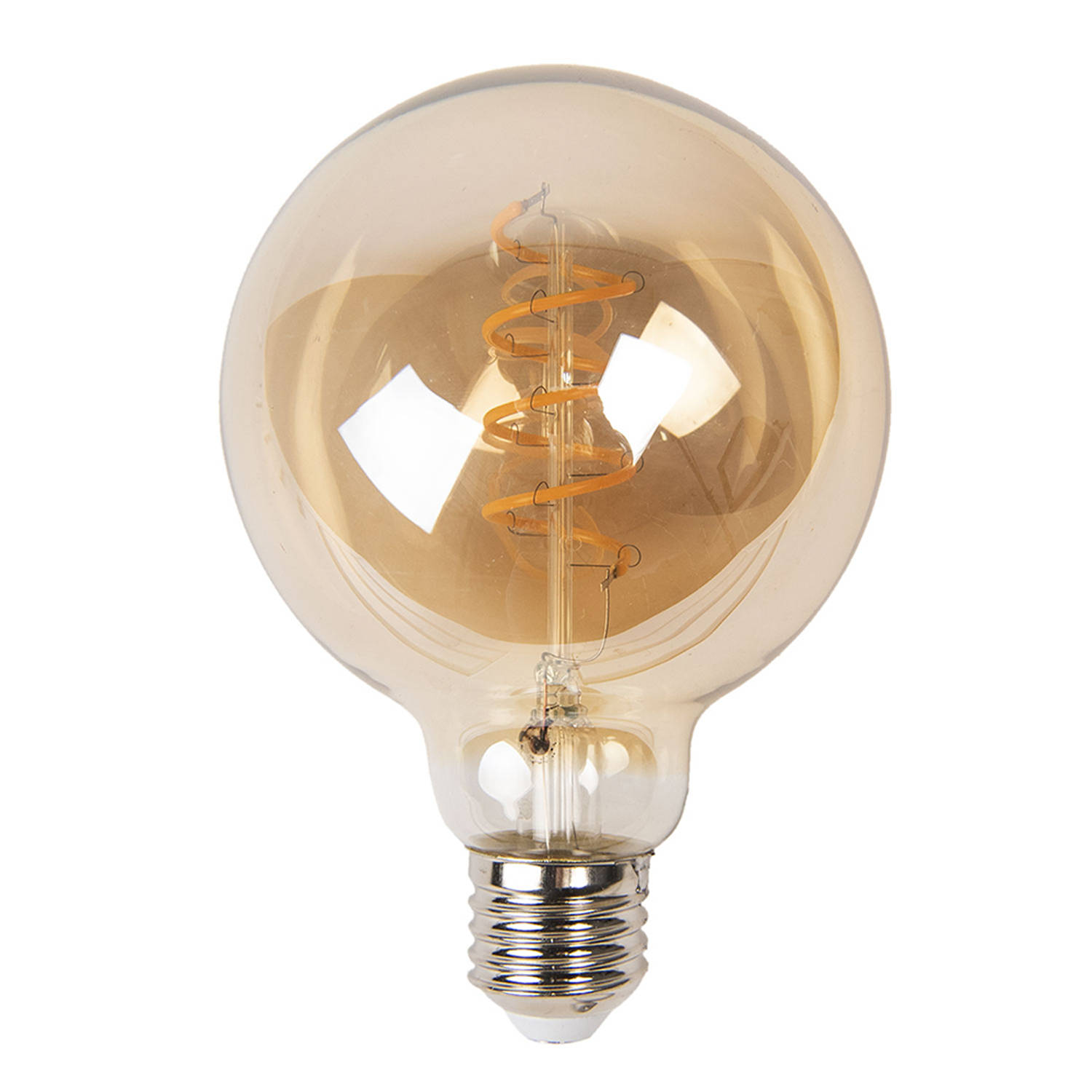 Clayre & Eef LED Lamp Transparant Glas Rond Gloeilamp LED Gloeilamp