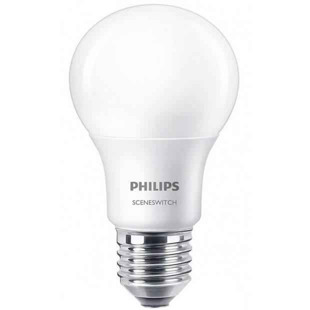 PHILIPS - LED Lamp - SceneSwitch 827 A60 - E27 Fitting - Dimbaar - 1.6W-7.5W - Warm Wit 2200K-2700K Vervangt 16W-60W