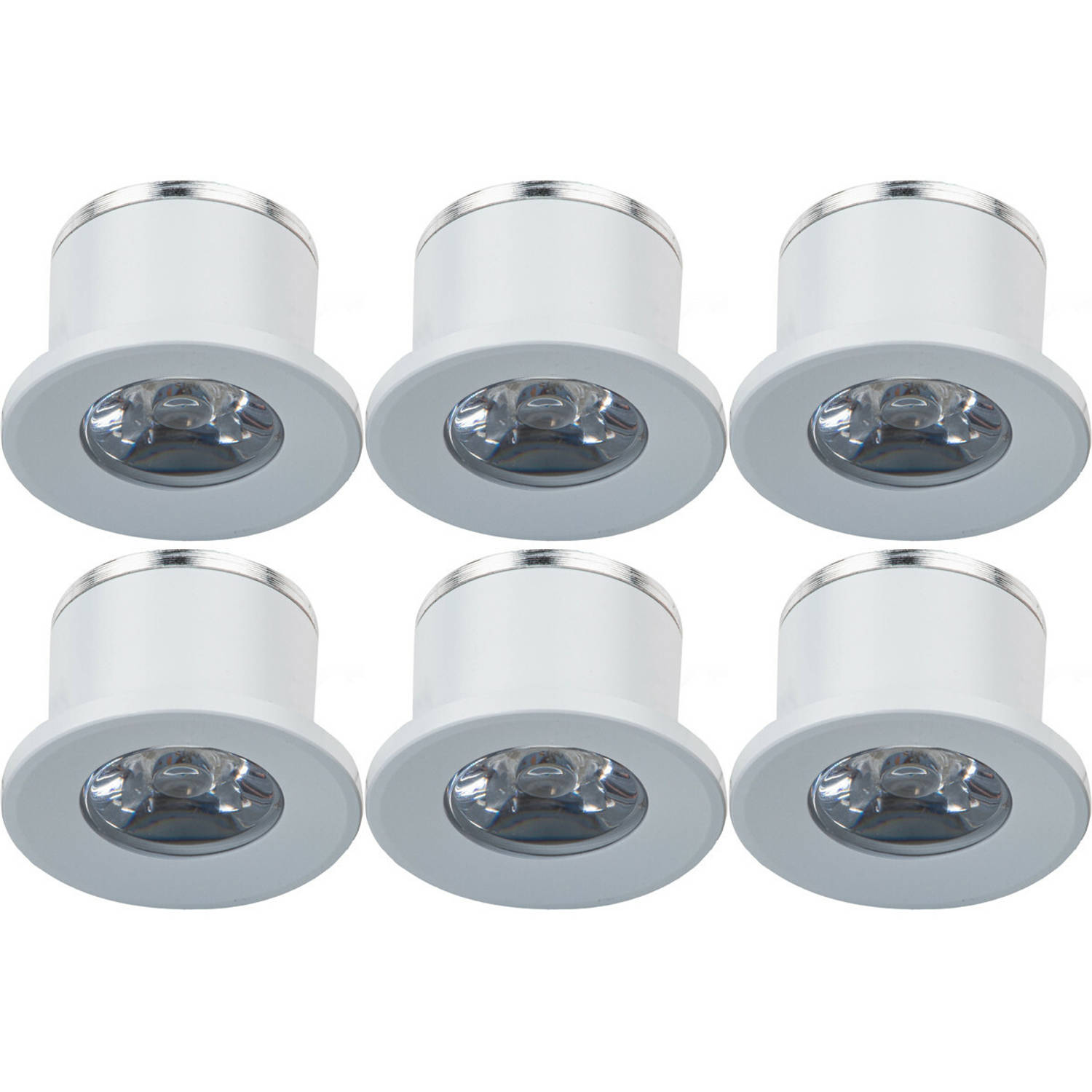 LED Veranda Spot Verlichting 6 Pack - Velvalux - 1W - Natuurlijk Wit 4000K - Inbouw - Dimbaar - Rond - Mat Wit -