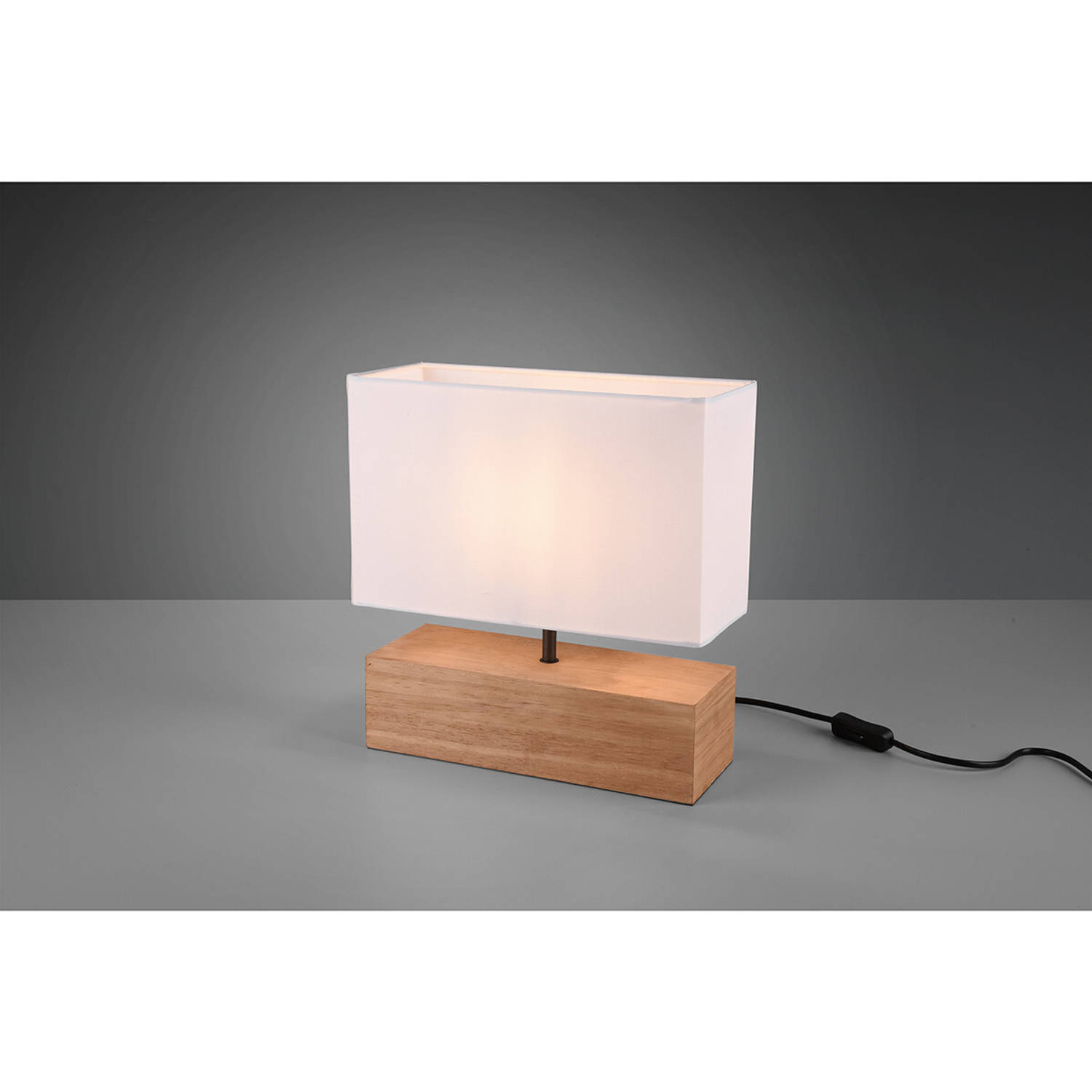 Terminal voorbeeld Afleiden LED Tafellamp - Tafelverlichting - Trion Wooden - E27 Fitting - Rechthoek -  Mat Wit - Hout | Blokker