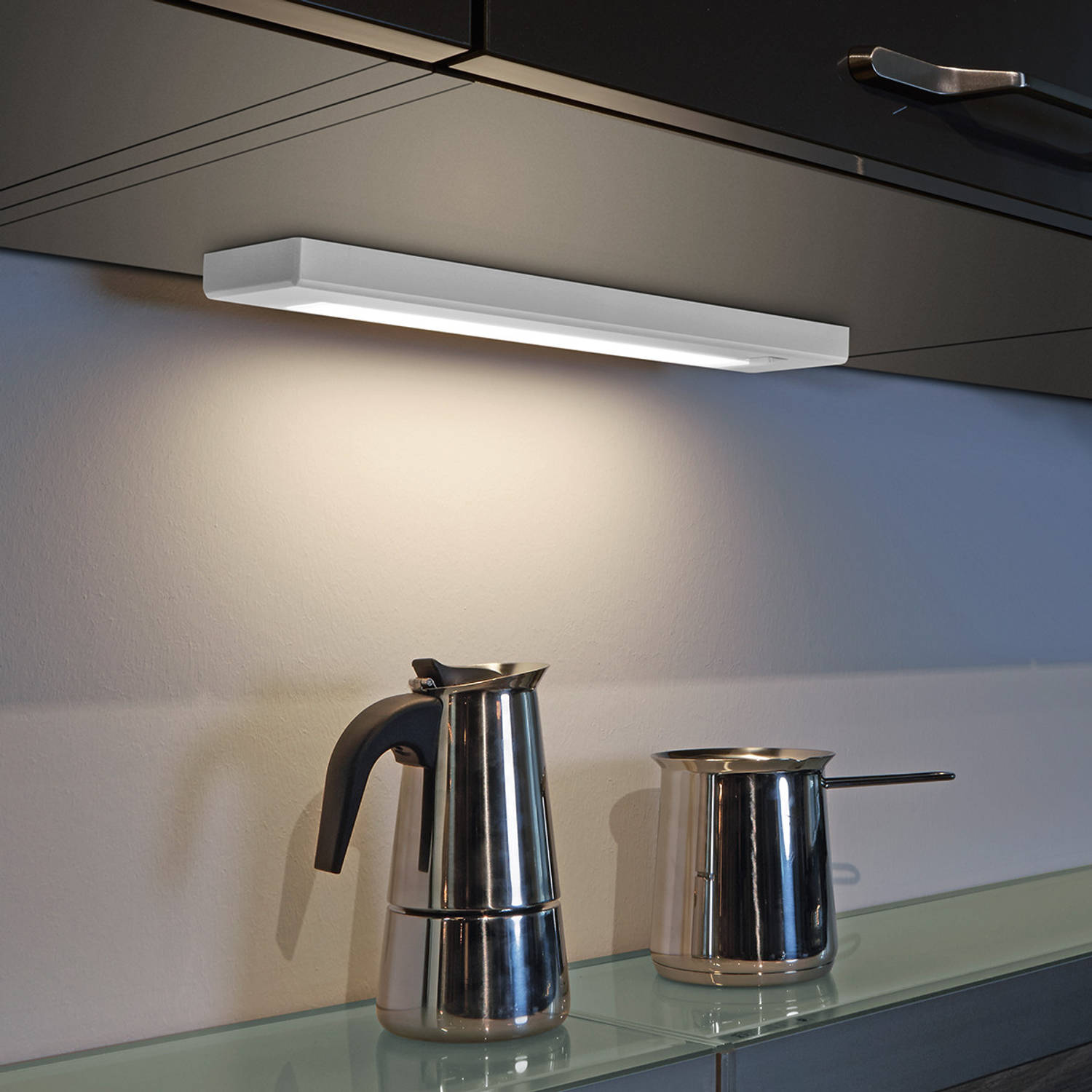 LED Keukenkast Verlichting - Trion Alyna - 4W Koppelbaar - Warm Wit 3000K - Rechthoek - Wit Blokker