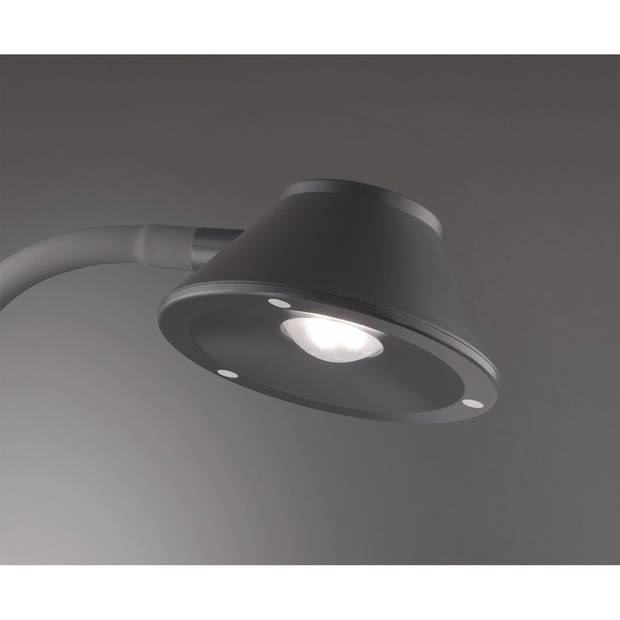 LED Bureaulamp - Trion Berony - 3W - Warm Wit 3000K - Rond - Flexibele Arm - Mat Titaan - Kunststof