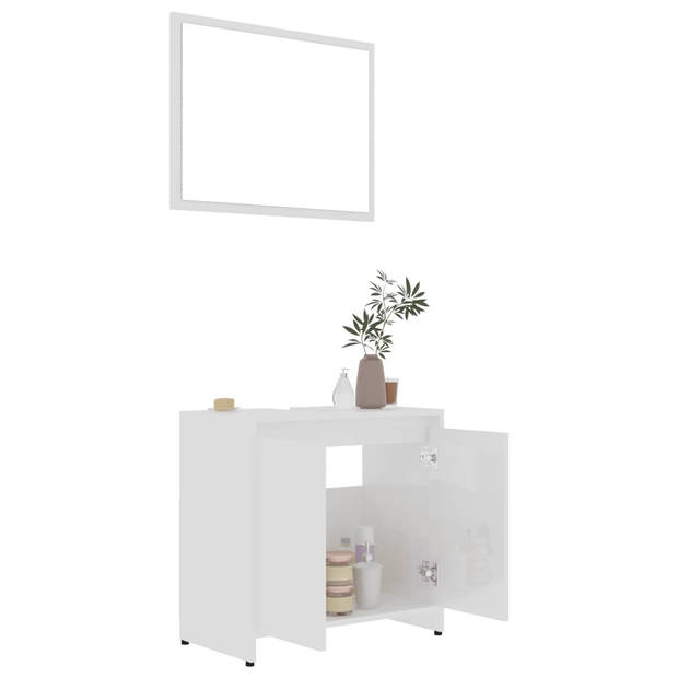 The Living Store Badkamerset Medium - Hoogglans wit - Spaanplaat - 60x45x30 cm