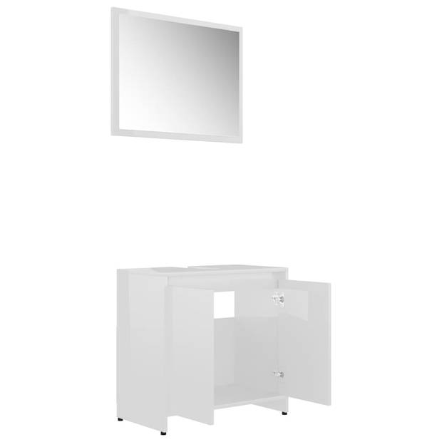 The Living Store Badkamermeubelset - Hoogglans wit - 60 x 33 x 61 cm - Duurzaam spaanplaat