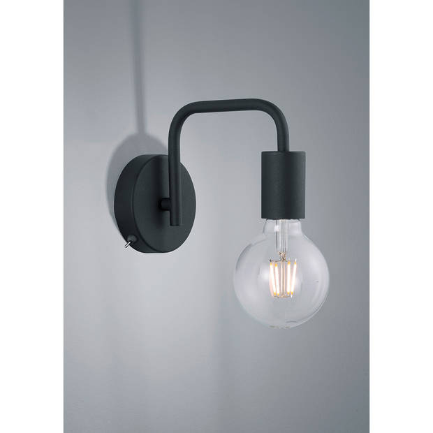 LED Wandlamp - Wandverlichting - Trion Dolla - E27 Fitting - Rond - Mat Zwart - Aluminium