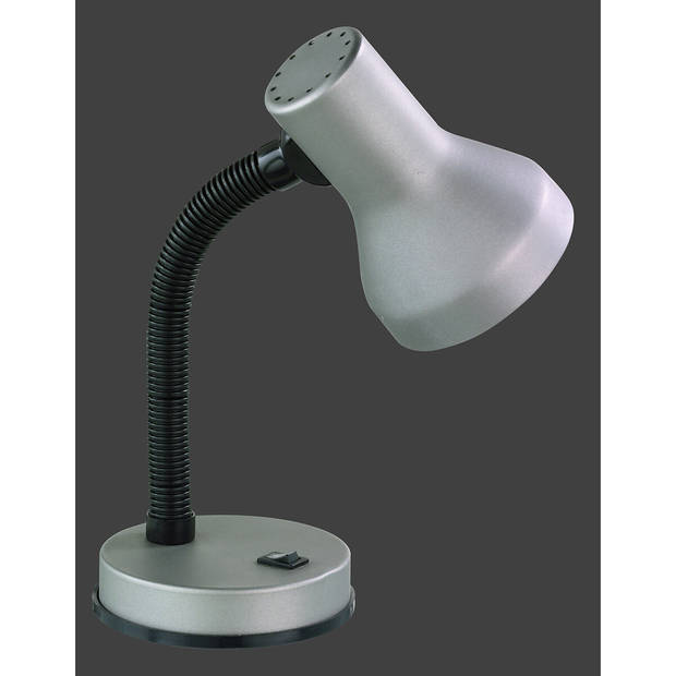 LED Bureaulamp - Tafelverlichting - Trion Printon - E27 Fitting - Rond - Mat Grijs - Kunststof