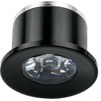 LED Veranda Spot Verlichting - Velvalux - 1W - Natuurlijk Wit 4000K - Inbouw - Dimbaar - Rond - Mat Zwart - Aluminium -