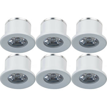 LED Veranda Spot Verlichting 6 Pack - Velvalux - 1W - Natuurlijk Wit 4000K - Inbouw - Dimbaar - Rond - Mat Wit -