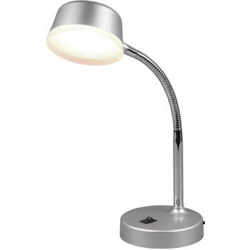 LED Bureaulamp - Trion Kiki - 4W - Warm Wit 3000K - Rond - Mat Titaan - Kunststof
