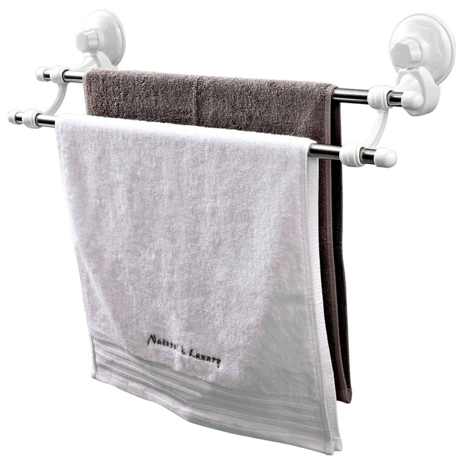 Kruis aan het laatste cel Zelfklevend Handdoekenrek met 2 Handdoek ophang stangen - Muur - Wand |  Blokker