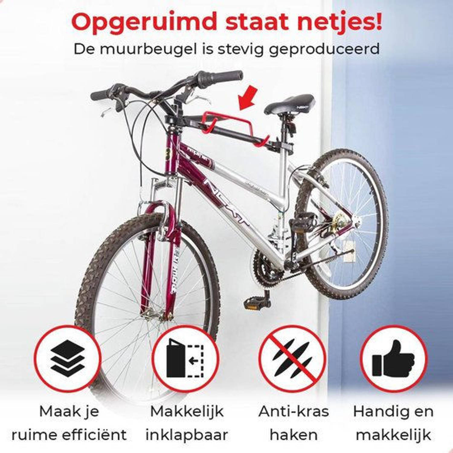Ophangsysteem fiets - Fietsen ophangsysteem voor muurbevestiging - Blokker