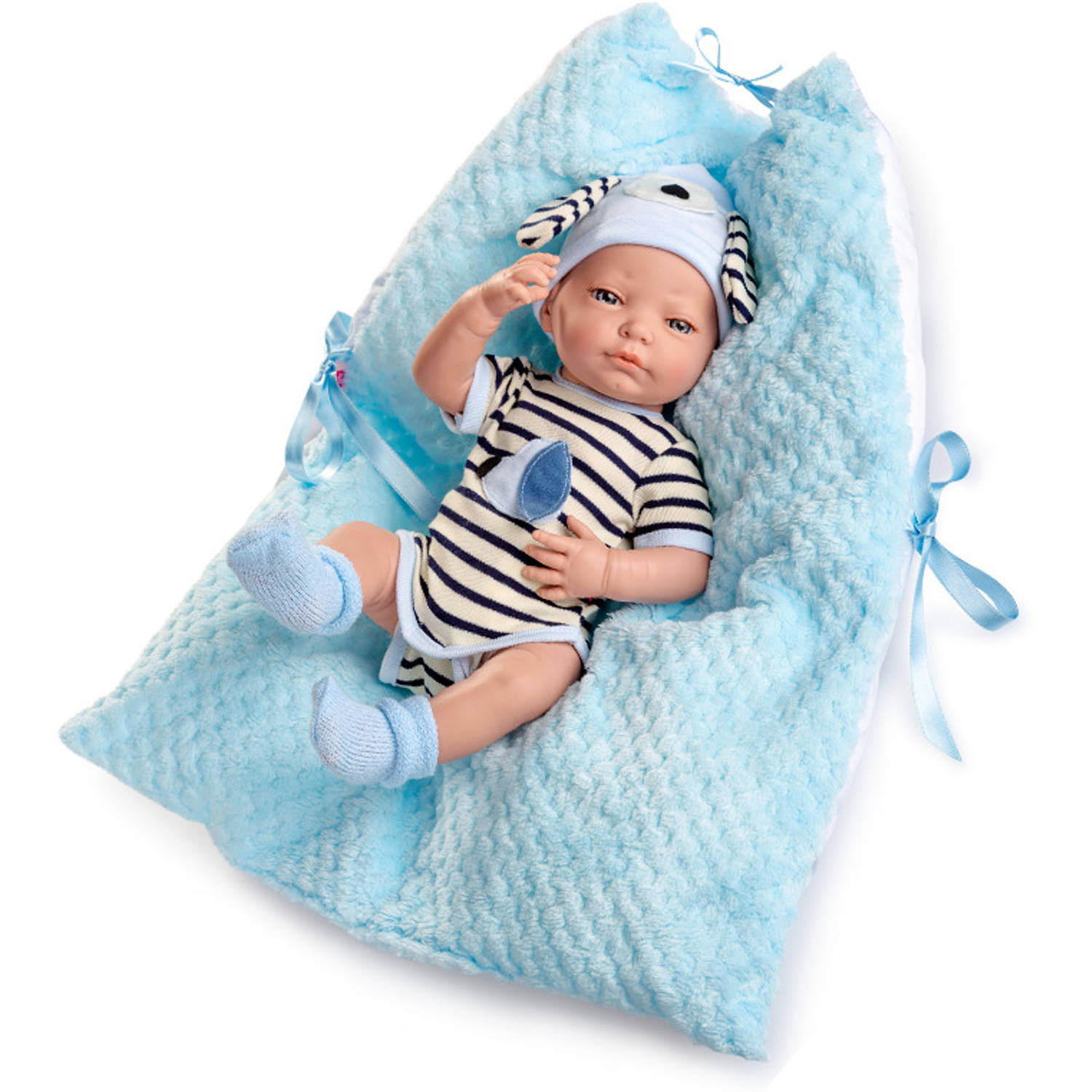 Berjuan Babypop Newborn Special Meisjes 45 Cm Blauw/wit