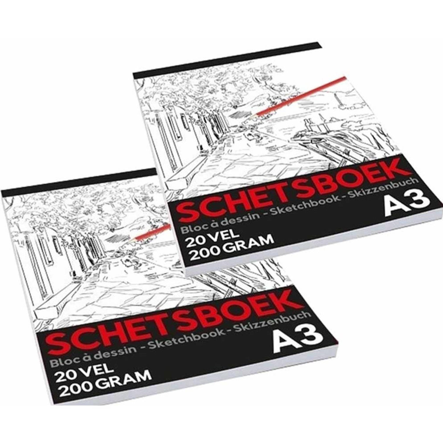 2x Schetsboeken-tekenboeken A3 Formaat Schoolartikelen-kantoorartikelen-schilderartikelen Schetsboek