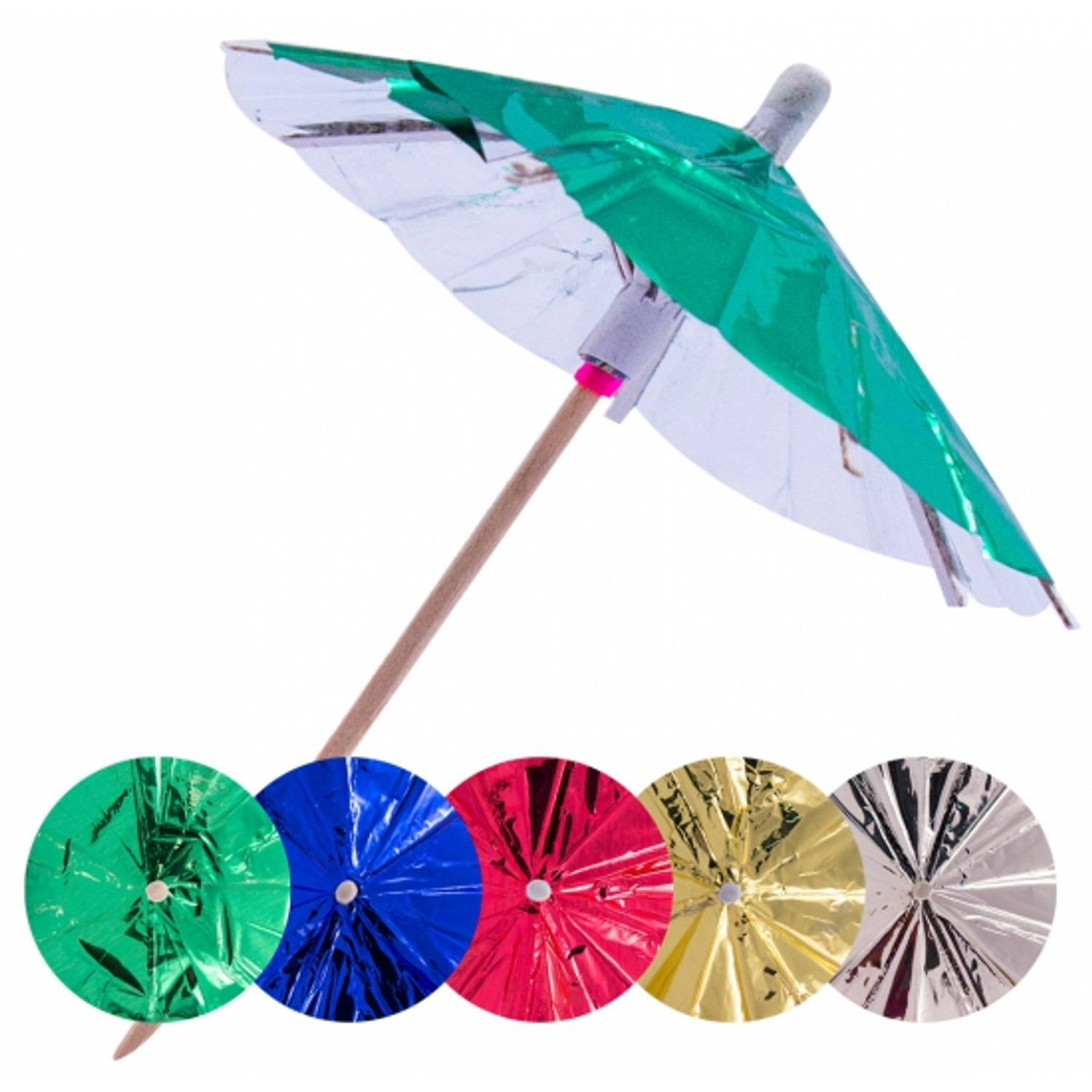 90x Gekleurde parasols prikkers 10 cm - Cocktailprikkers