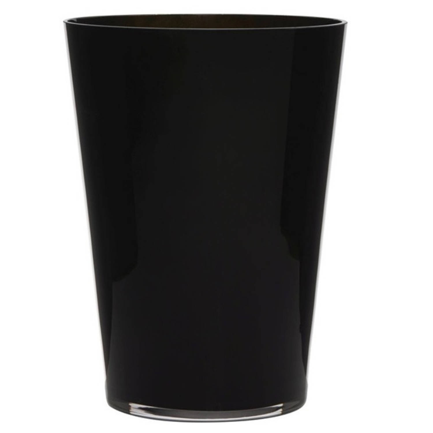 Luxe Zwarte Conische Stijlvolle Vaas-vazen Van Glas 30 X 22 Cm Bloemen-boeketten Vaas Voor Binnen Ge