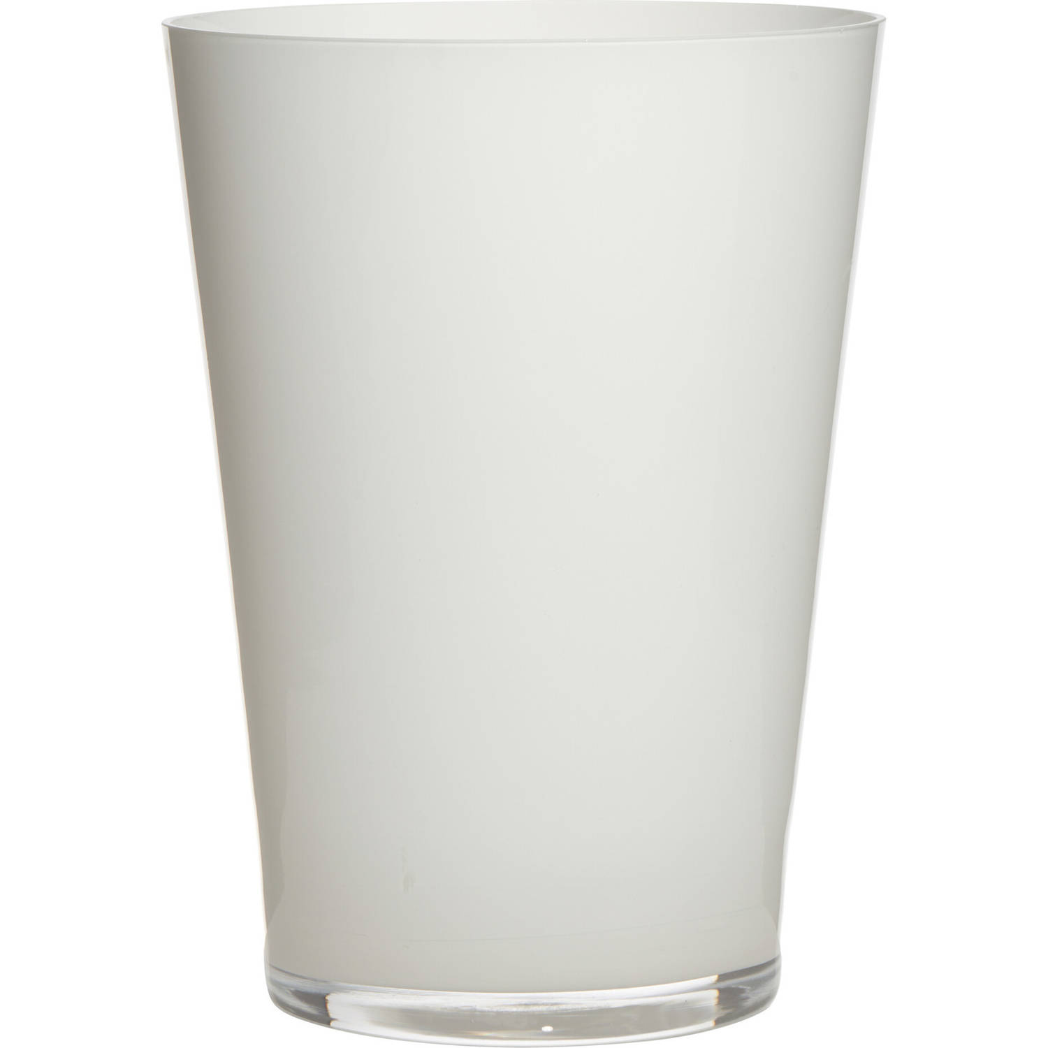 Luxe Witte Conische Stijlvolle Vaas-vazen Van Glas 30 X 22 Cm Bloemen-boeketten Vaas Voor Binnen Geb